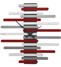 Italiaanse WANDKLOK ART STRIPES -- RUBY RED -- MODERN DESIGN