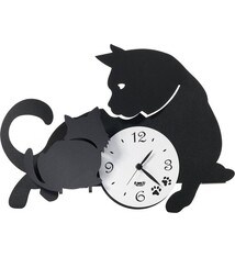Arti e Mestieri Collectie – Handgemaakt – Wandklok Italiaanse Design Poes en Kitten
