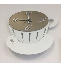 Arti e Mestieri Collectie – Handgemaakt – Wandklok Italiaanse Design Koffie beige -43 cm