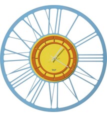 Arti e Mestieri Collectie - Handgemaakt – Wandklok Grote Pop Hemels/Geel/Oranje 90cm