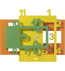 Arti e Mestieri Collectie - Handgemaakt – Zenith Pop Wandklok Oranje/geel/groen 60x49H cm