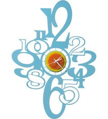 Arti e Mestieri Collectie - Handgemaakt – Wandklok Kleine Clue POP Hemels/GIALLO/ARANCIO 43x60