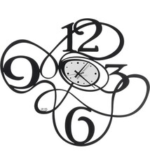 Arti e Mestieri Collectie - Handgemaakt – Wandklok Kleine Sketch Design Zwart/Marmer 60x51H cm