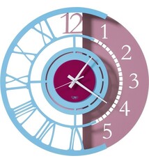 Arti e Mestieri Collectie - Handgemaakt – Wandklok Full Metal Metal Jack Pop Roze/Hemels/Fuchsia 45cm