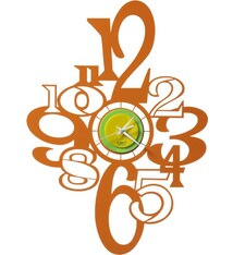 Arti e Mestieri Collectie - Handgemaakt – Wandklok Kleine Clue POP ARANCIO/VERDE/GIALLO 43x60