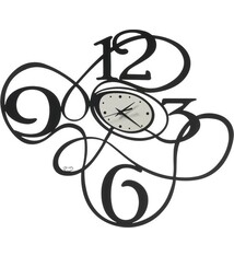 Arti e Mestieri Collectie - Handgemaakt – Wandklok Grote Sketch Design Zwart/Marmer 80x68h cm