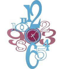 Arti e Mestieri Collectie - Handgemaakt – Wandklok Grote Clue POP Roze/Hemels/FUCSIA