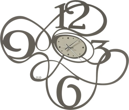 Arti e Mestieri Collectie - Handgemaakt – Wandklok Kleine Sketch Design Fango/Ivoor 60x51h cm