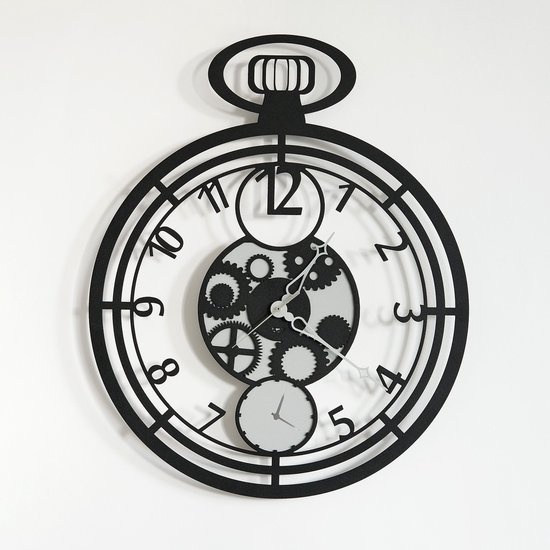 Arti e Mestieri Collectie – Handgemaakt – Wandklok Italiaanse Design Zakhorloge Nero 44 x 55cm