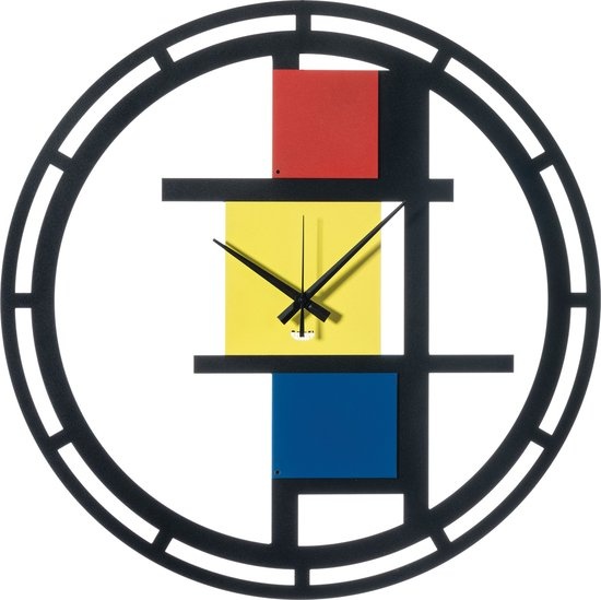 Arti e Mestieri Collectie – Handgemaakt – Wandklok Italiaans Design 70 cm Mondriaan