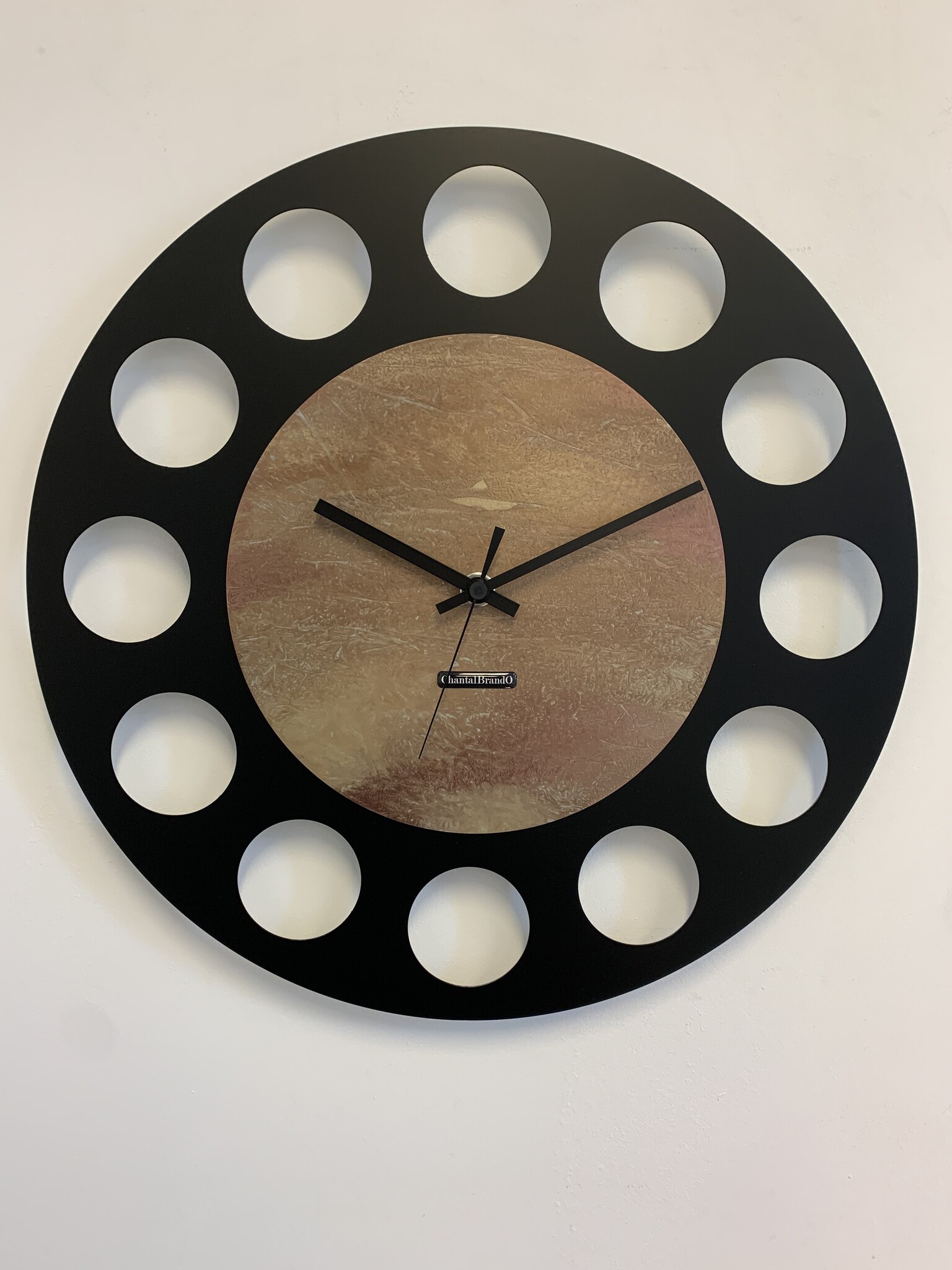 ChantalBrandO Wandklok MARAVAL Black & Copper - Gold XL Modern Design