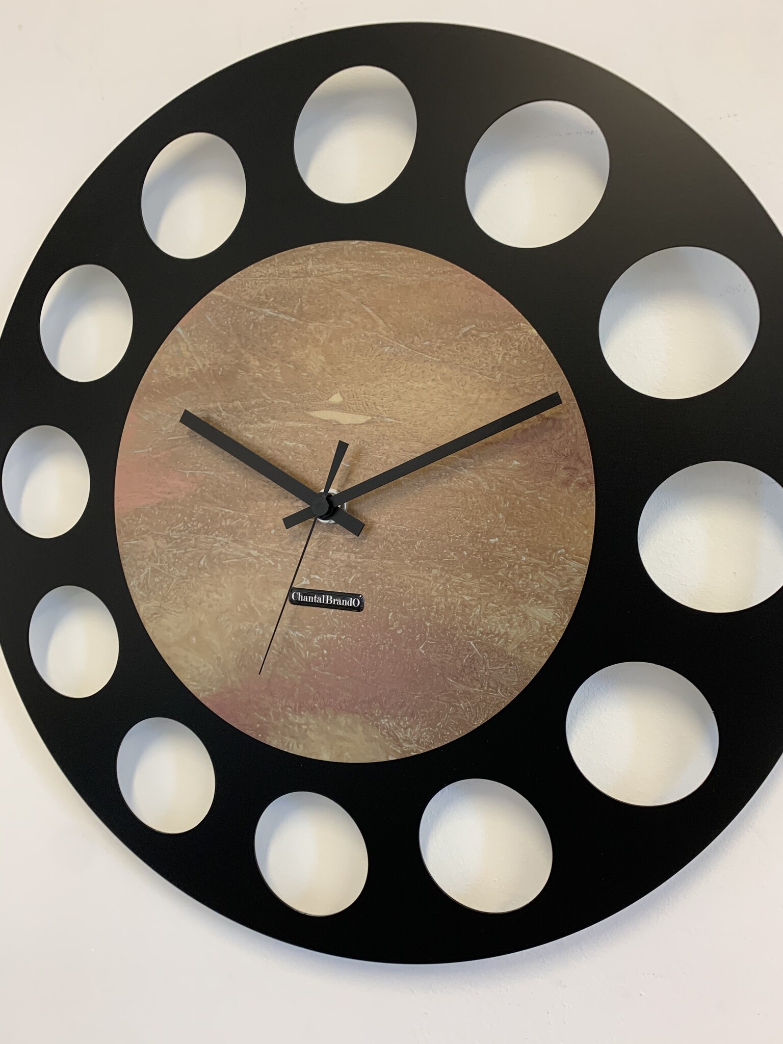 ChantalBrandO Wandklok MARAVAL Black & Copper - Gold XL Modern Design