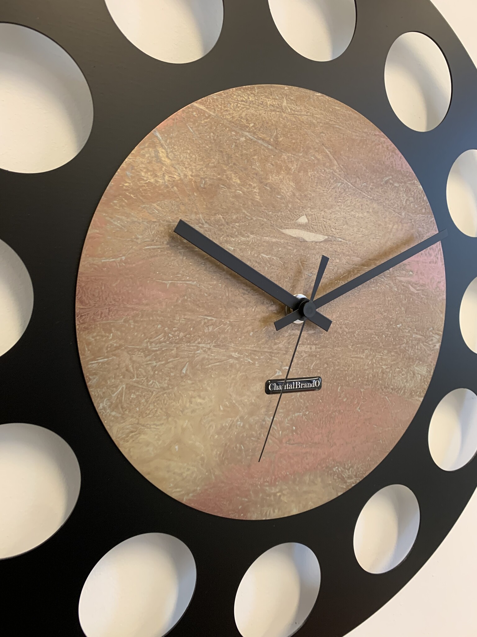 ChantalBrandO Wandklok MARAVAL Black & Copper - Gold XL Modern Design