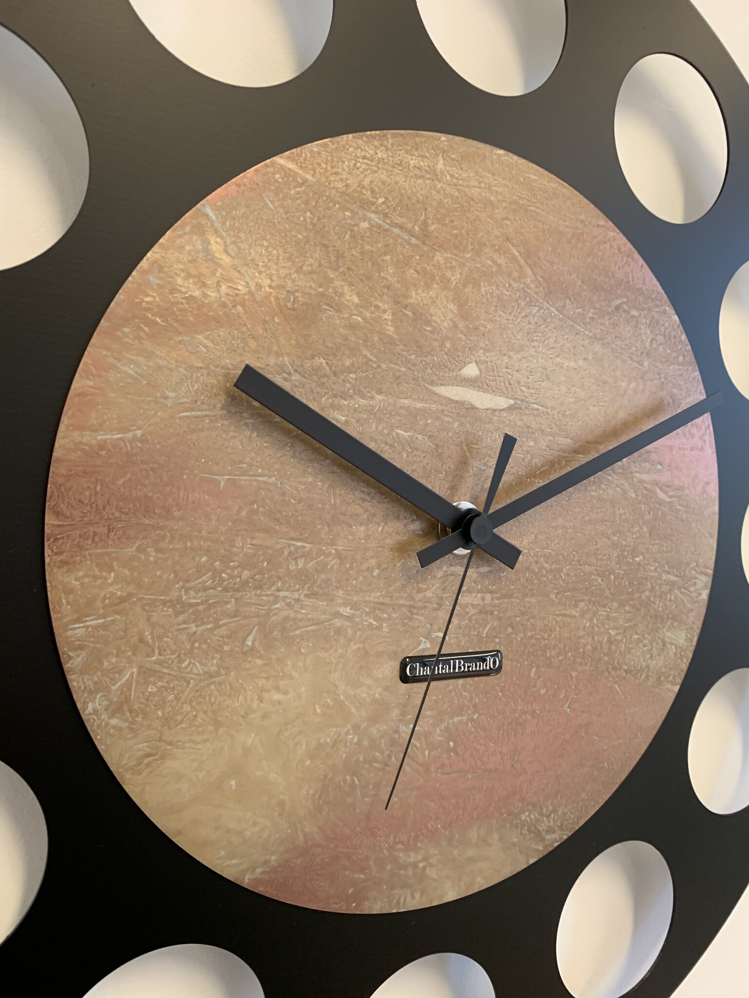 ChantalBrandO Wandklok MARAVAL Black & Copper - Gold XL Modern Design