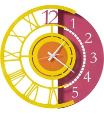 Arti e Mestieri Collectie - Handgemaakt – Wandklok Full Metal Jack Pop Fuchsia/Geel/Oranje 45cm