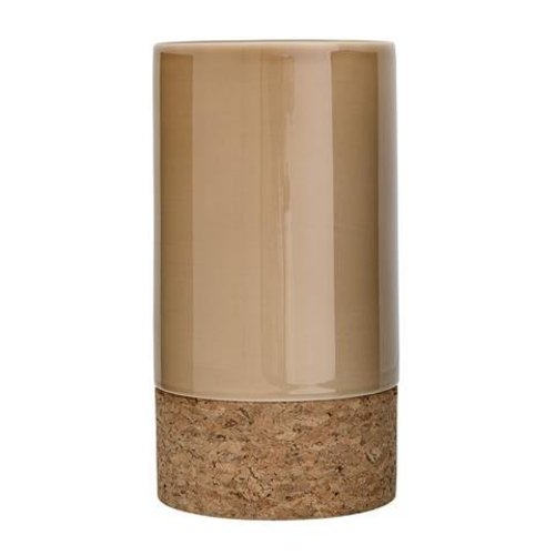 Bloomingville Vaas glossy beige/kurk Bloomingville Vaas glossy beige/kurk