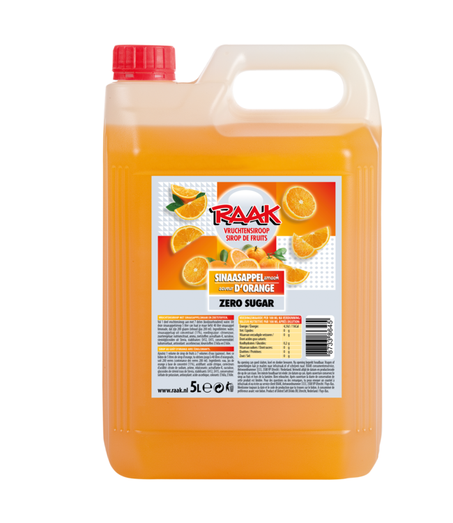 Raak Vruchtensiroop Sinasappel Zero Can 5,0l 4 DOOS