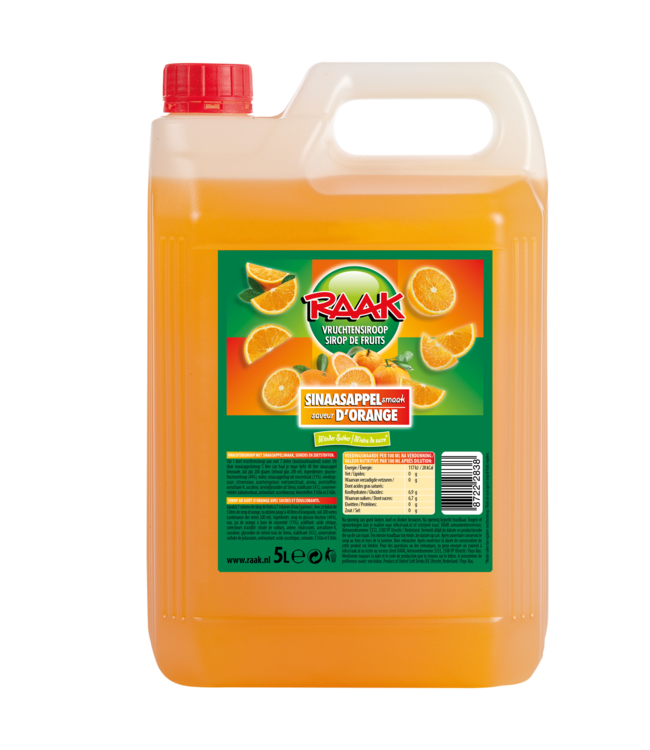 Raak Vruchtensiroop Sinaasappel Can 5,0l 4 DOOS