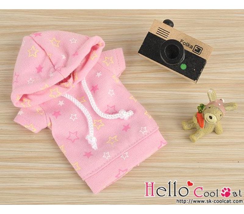 Hoodie Top Short Sleeves Star Pink