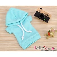 Hoodie Top Short Sleeves Aqua