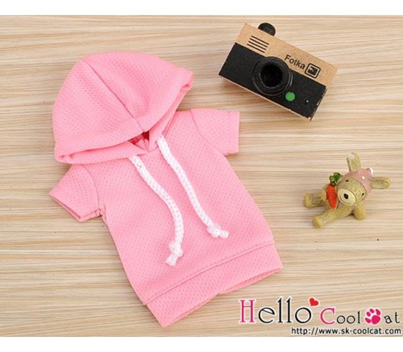 Hoodie Top Short Sleeves Pink