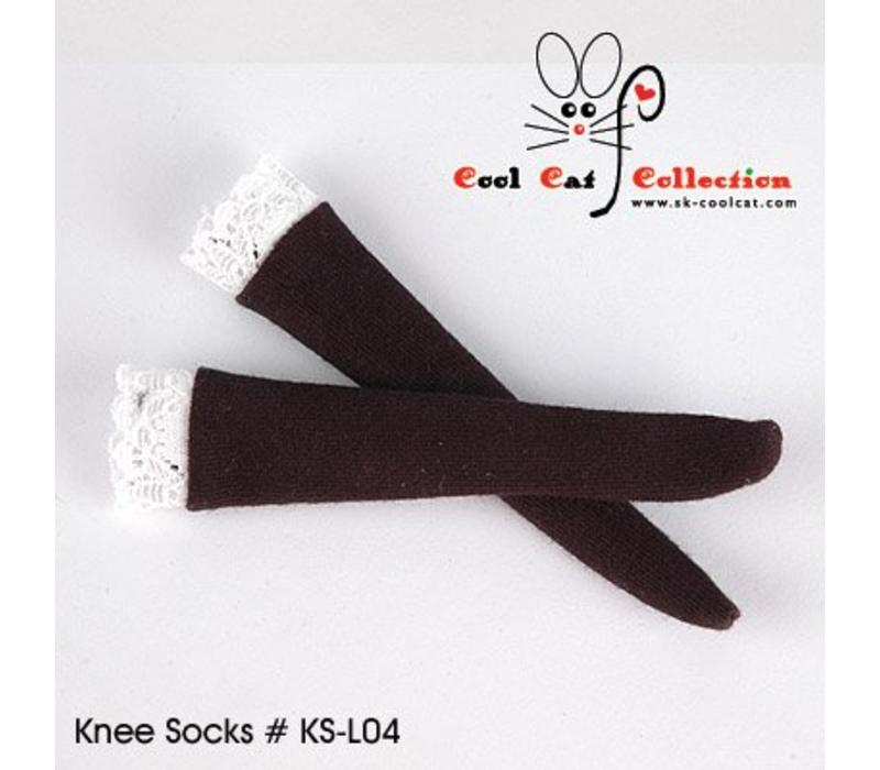 Knee Lace Top Socks Black