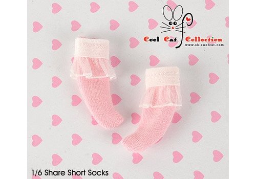 Coolcat Lace Top Ankle Socks Pink