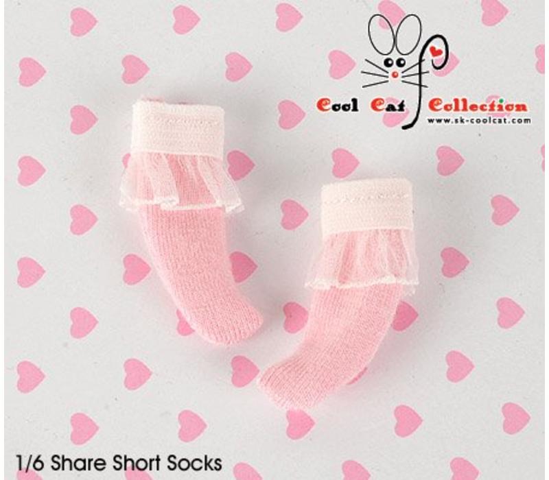 Lace Top Ankle Socks Pink