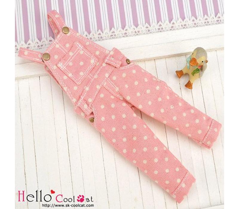 Denim Bib & Brace Overalls Pink Dot