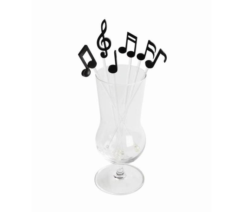 Qualy Melodrinks Stirrers Black 6 st