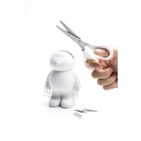 Qualy Teddybeer schaar- en paperclip houder wit