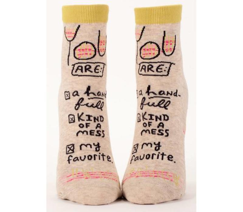 Chaussettes de cheville Q bleues pour femmes "You're my favorite"