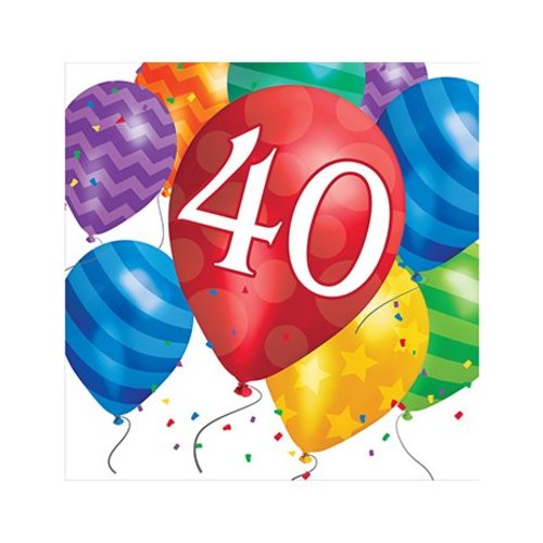 Serviettes 'Happy birthday 40Years' 