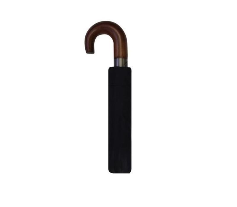 Smati Opplooibare Mannenparaplu zwart met houten handgreep
