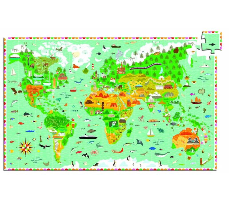 Djeco Puzzel Reis rond de wereld 200 stuks en Boekje