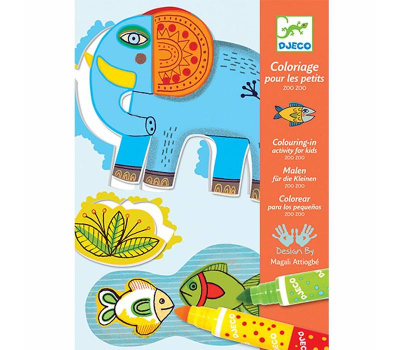 Djeco Set de coloriage pour les tout-petits - Zoo Zoo