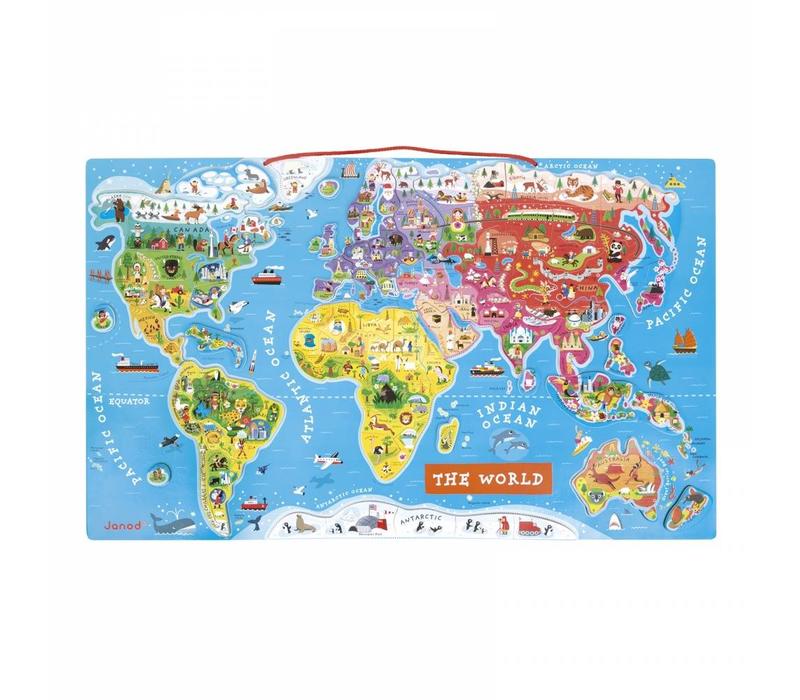 Janod Puzzle Monde Magnétique Anglais 92 pcs