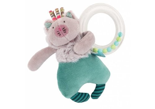 Moulin Roty Moulin Roty 'Les Pachats' Ring-Rammelaar Kat Grijs-Blauw