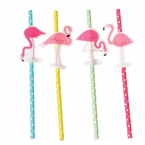 Rex International Party Straws Flamingo Bay 4Pcs 