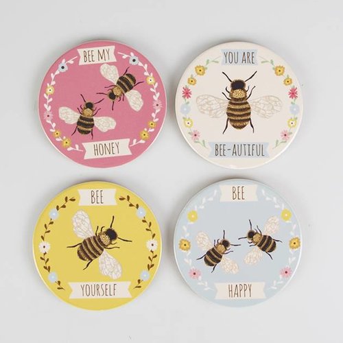 Set van 4 onderleggers 'you are bee-autiful' 