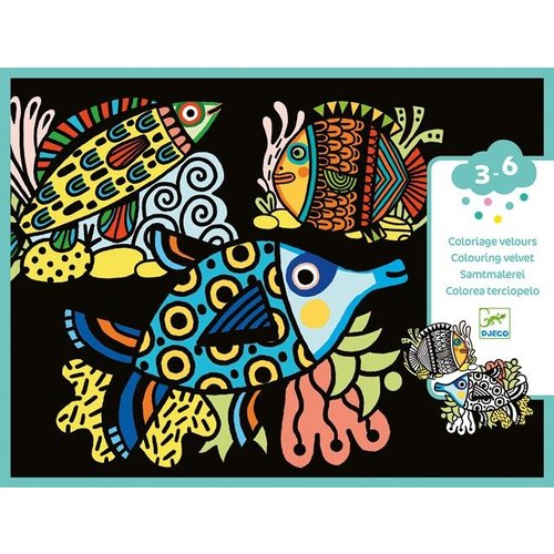 Djeco Velvet Coloring Pages Beautiful Fish 