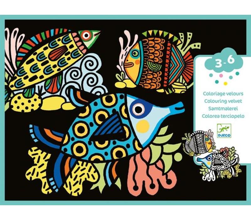 Djeco Velvet Coloriages De Beaux Poissons