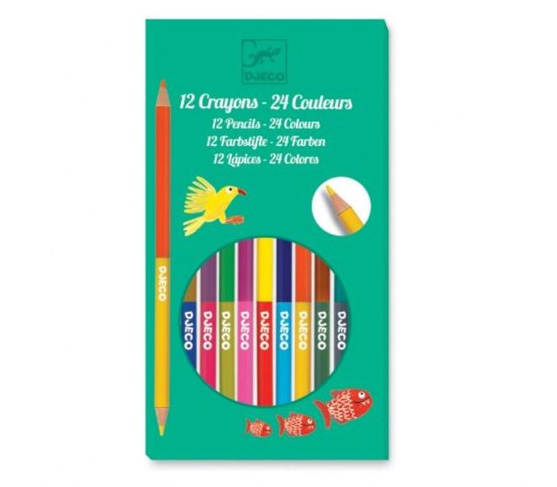 Djeco Double-Sided Pencils 12 pieces