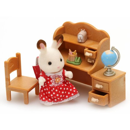 Sylvanian Families Chocolate Rabbit Sister Set with Desk 