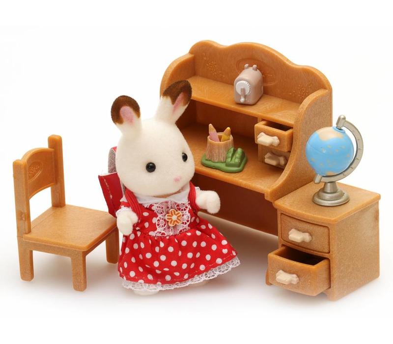 Sylvanian Families Chocolate Rabbit Sister Set with Desk