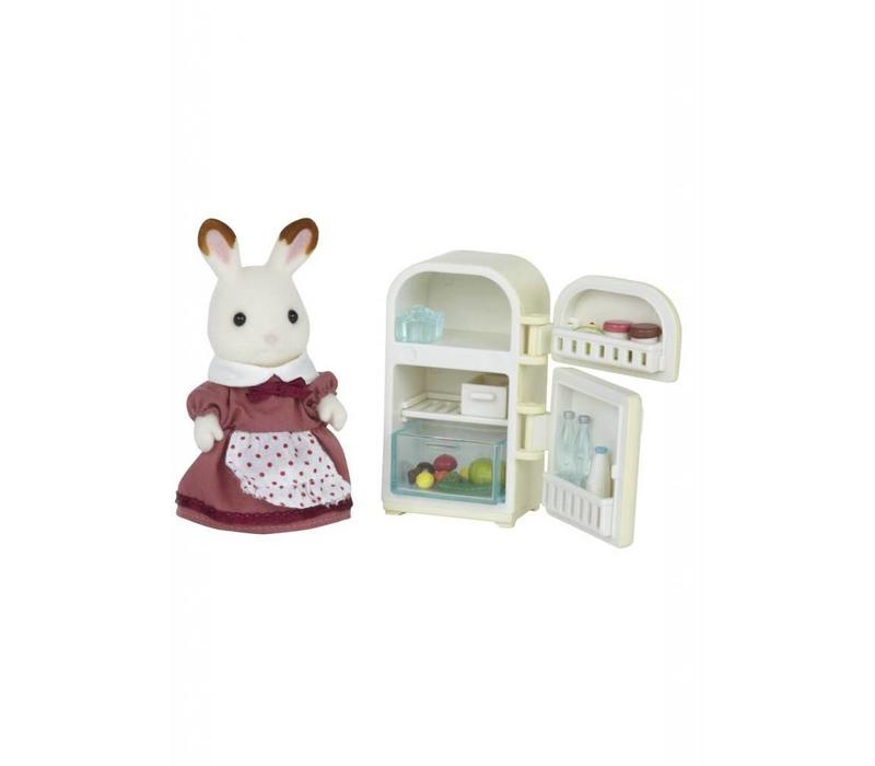 Sylvanian Families Mother Chocolate Rabbit with Fridge