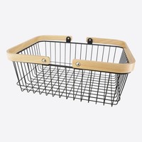 Point Virgule Rectangular Basket with Handles Black