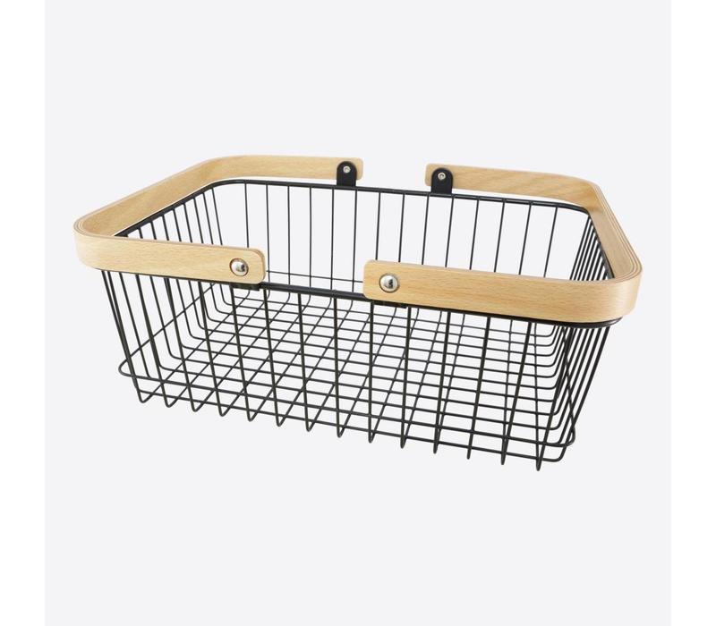 Point Virgule Rectangular Basket with Handles Black