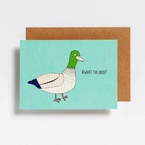 Hello August Postkaart #What The Duck? 