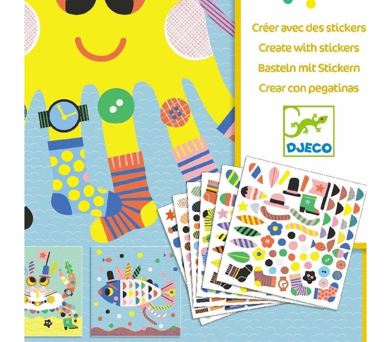 Djeco Creér avec des Stickers - Animaux Marins